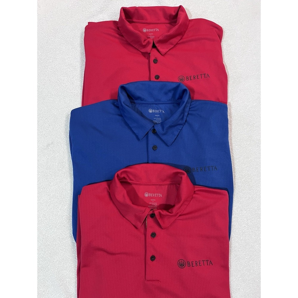 Lot Of 3 Beretta Short Sleeve Performance Polo Shirt Mens XL‎ Polyester Shooting